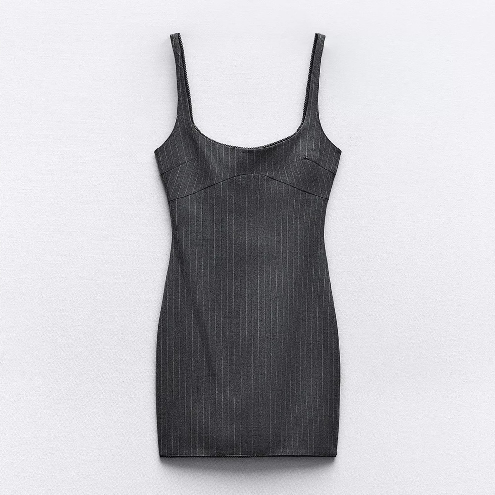 Zara Gray Ribbed Bodycon Mini Dress